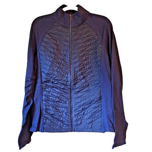 Studio Park Womens Jacket Navy Quilted Zip Front Full Sleeve Activewear Sz L